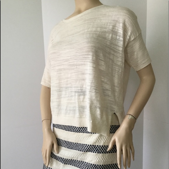 Ann Taylor LOFT Ivory Hi Lo Hem Cottony Summer Top (Size M) - Picture 3 of 8